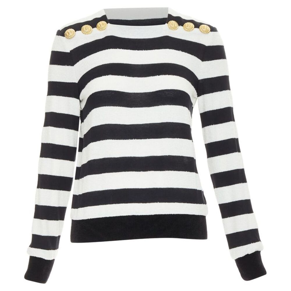 Balmain bold stripes gold lion buttons pullover